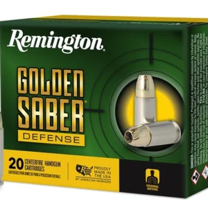 Remington Ammunition 27605 Golden Saber Defense 380ACP 102gr Brass Jacketed Hollow Point 20 Per Box/25 Case