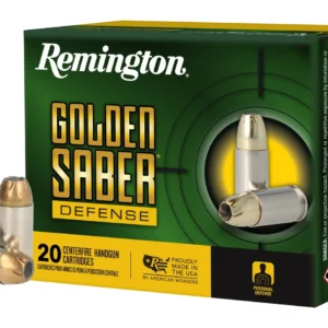Remington Ammunition 27609 Golden Saber Defense 45ACP 185gr Brass Jacketed Hollow Point 20 Per Box/25 Case