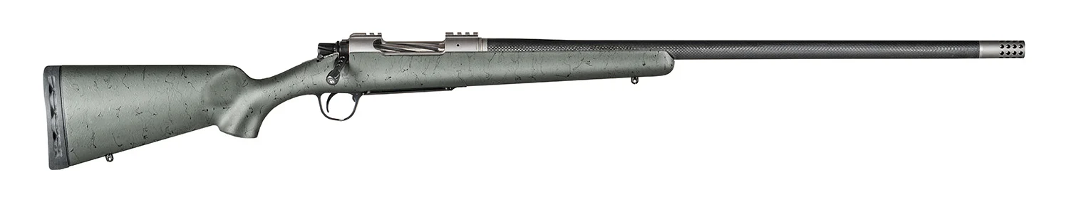 Christensen Arms CA10268215432 Summit TI Full Size Frame 300 Win Mag 3+1, 26" Natural Titanium Steel Threaded Barrel, Natural Titanium Aluminum Receiver Green w/Black Webbing Fixed Sporter Stock