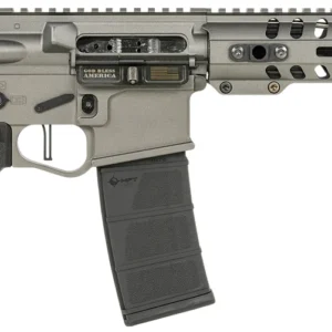 Patriot Ordnance Factory 01802 Minuteman Direct Impingement 5.56x45mm NATO Caliber with 10.50" Barrel, 30+1 Capacity, Tungsten Metal Finish, Buffer Tube Stock & Black MFT Grip Right Hand