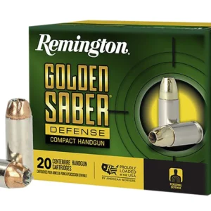 Remington Ammunition R21370 Golden Saber Defense 10mmAuto 180gr Brass Jacketed Hollow Point 20 Per Box/25 Case