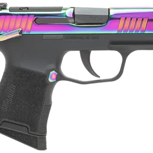 Sig Sauer 365380RBTMS P365  Micro-Compact 380 ACP 10+1 3.10" Black Carbon Steel Barrel, Rainbow Titanium Optic Ready/Serrated Slide, Black Steel Frame w/Rainbow Accents, Black Polymer Grips