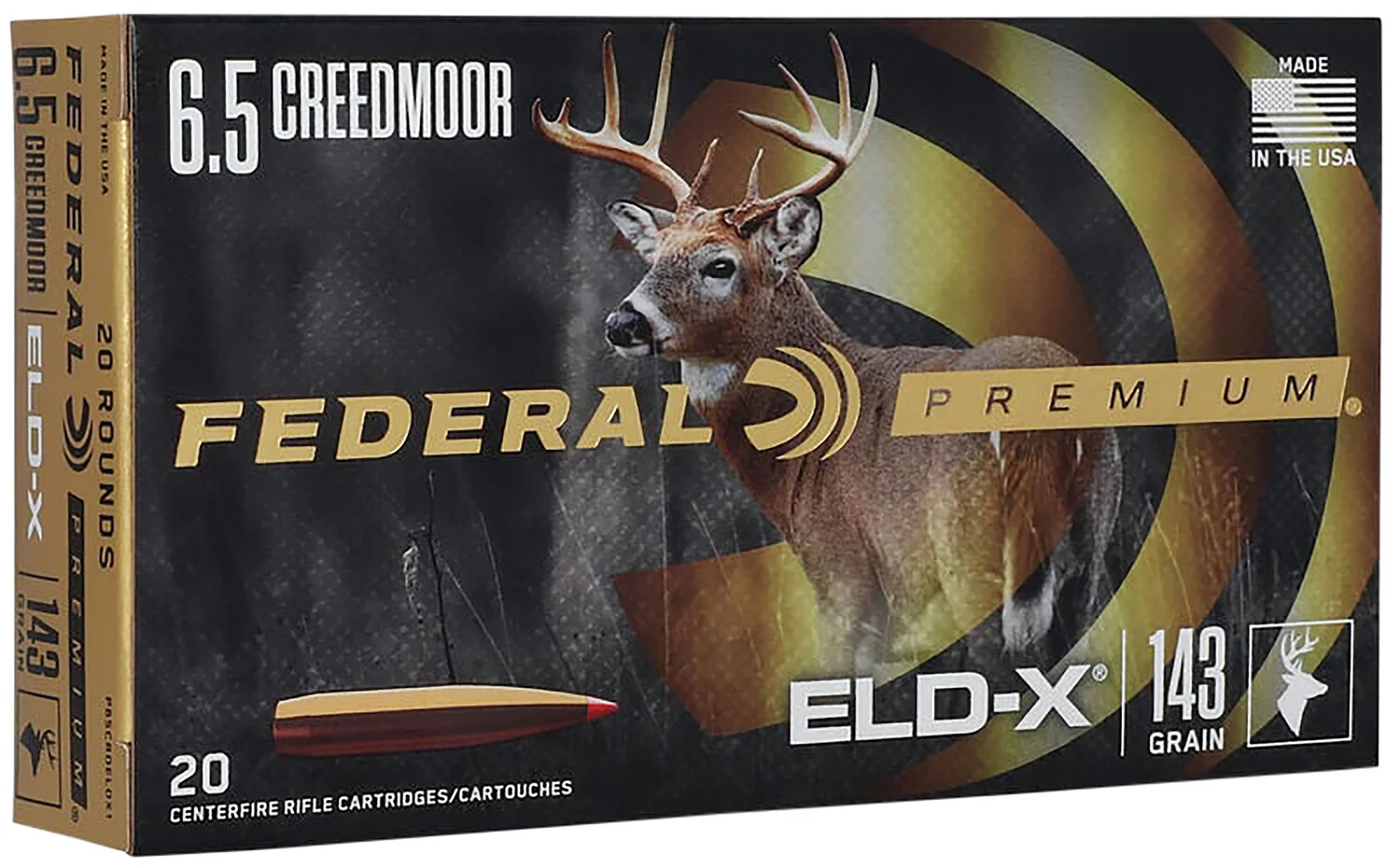 Federal P65CRDELDX1 Premium ELD-X 6.5Creedmoor 143gr 20 Per Box/10 Case