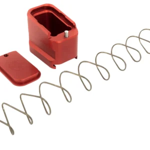 Shield Arms G19ME5RED Magazine Extension  +5 Extended 9mm Luger/40 S&W 5rd Compatible w/Glock 19/23, Red Anodized Aluminum