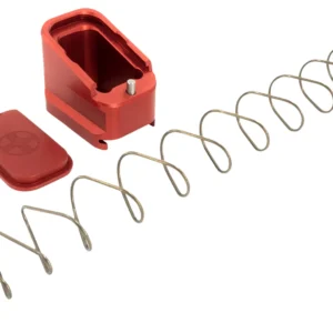 Shield Arms G17ME5RED Magazine Extension  +5 Extended 40 S&W/9mm Luger  Compatible w/Glock 17/19X/22/34/35/45, Red Anodized Aluminum