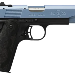 Browning 051897490 1911 Black Label Full Size Frame 22 LR 10+1, 4.25" Matte Stainless Steel Barrel, Polar Blue Cerakote Serrated Slide, Matte Black Polymer Frame w/Beavertail, Black Laminate Wood Grip