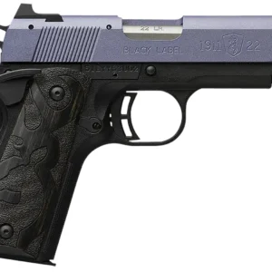 Browning 051894490 1911 Black Label Compact Frame 22 LR 10+1, 3.63" Matte Stainless Steel Barrel, Crushed Orchid Cerakote Serrated Slide, Matte Black Polymer Frame w/Beavertail