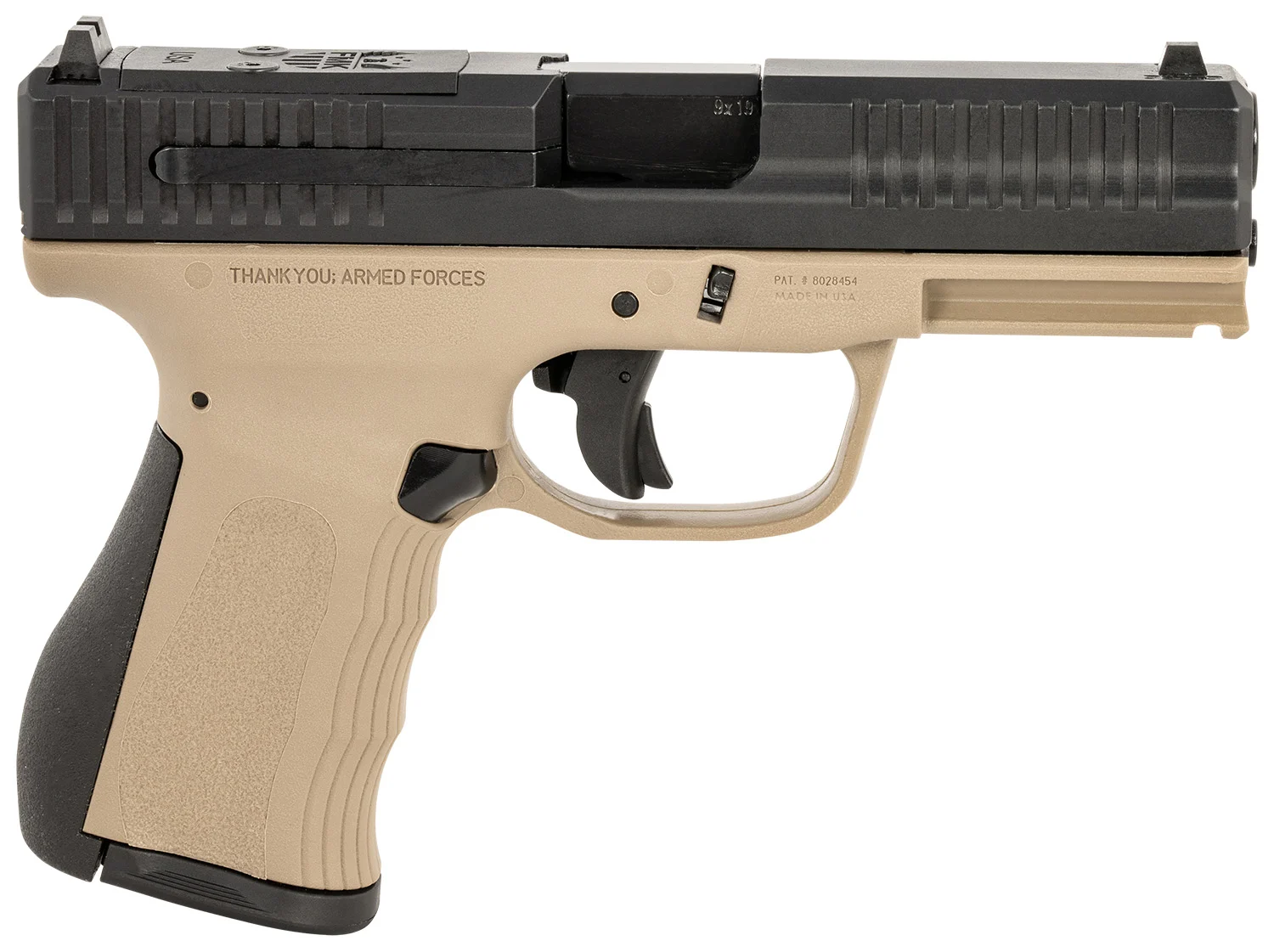 FMK FMKG49DE G3 9mm Luger 14+1 4" Stainless Steel Barrel, Black Optic Cut/Serrated Carbon Steel Slide Flat Dark Earth Polymer Frame w/Picatinny Rail, Black Backstrap Grip