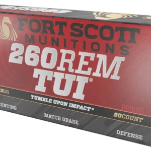 Fort Scott Munitions 260123SCV2 Tumble Upon Impact (TUI)  260Rem 123gr Solid Copper Spun 20 Per Box/25 Case
