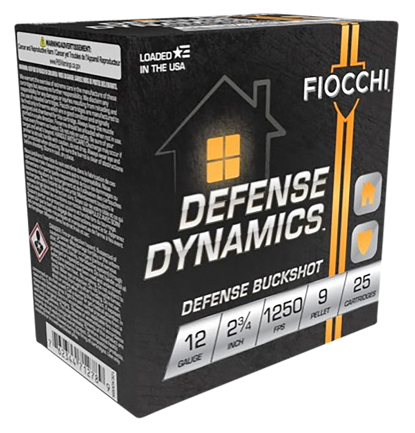 Fiocchi 12EX9P Defense Dynamics Defense Buckshot 12Gauge 2.75" 25 Per Box/10 Case
