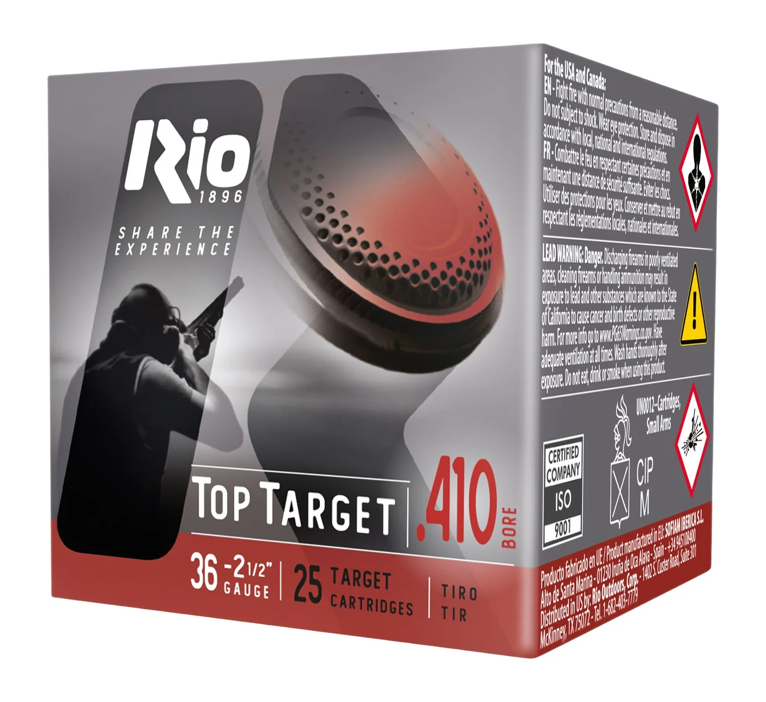 Rio Ammunition RC3675 Top Target 410 Gauge 2.50" 1/2 oz 7.5 Shot 25 Per Box/10 Case