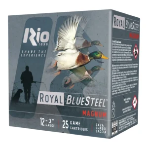 Rio Ammunition RBSM324 Royal BlueSteel  12Gauge 3" 1 1/8oz 4Shot 25 Per Box/10 Case