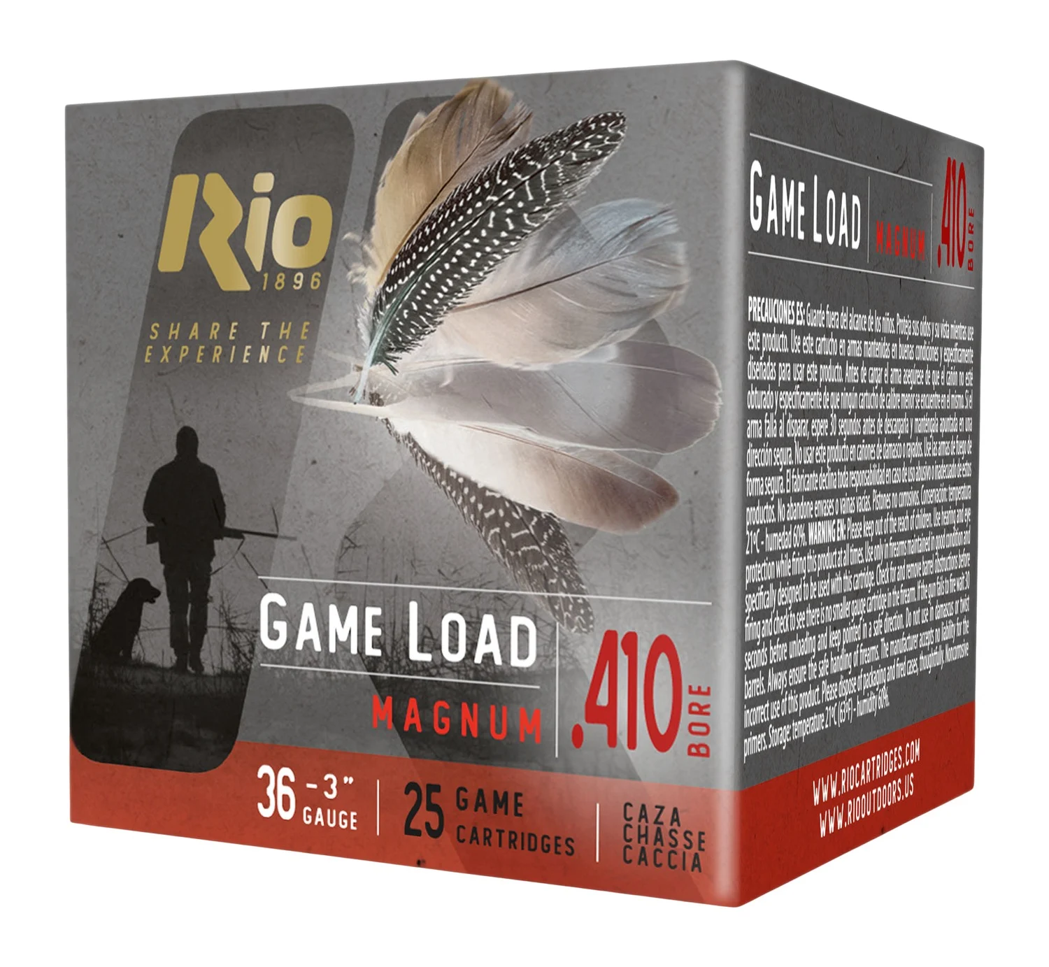Rio Ammunition RCHV368 Game Load 410Gauge 3" 11/16oz 8Shot 25 Per Box/10 Case