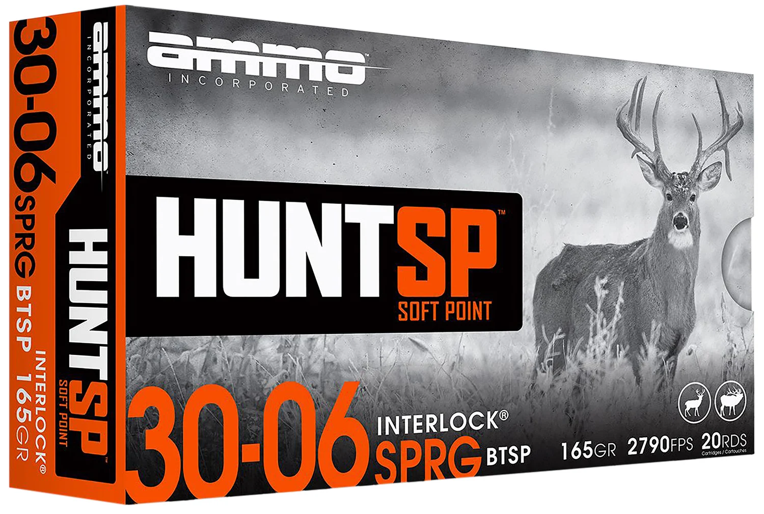 Ammo Inc 3006165SPA20 Hunt 30-06Springfield 165gr Soft Point 20 Per Box/10 Case
