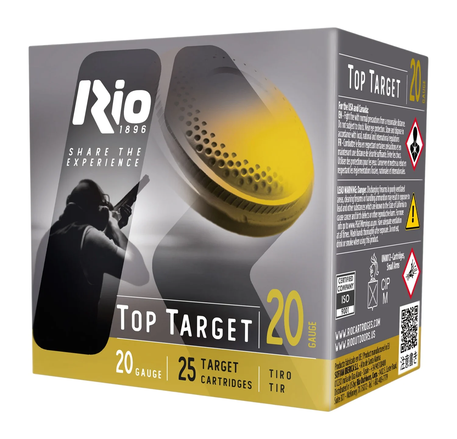 Rio Ammunition TT2075 Top Target 20Gauge 2.75" 7/8oz 7.5Shot 25 Per Box/10 Case