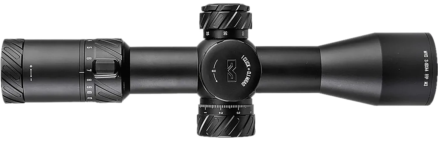 Meprolight USA 901246703 MVO Matte Black Anodized 3-18x44mm, 34mm Tube, Illuminated M3 MRAD Etched Green/Red Reticle