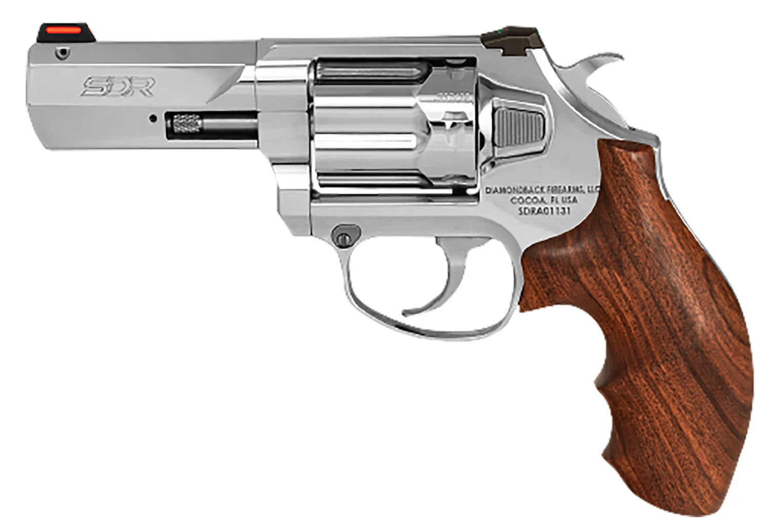 Diamondback DB075AS703 SDR Sports South Exclusive 357 Mag/38 Special +P 6 Shot 3" Polished Stainless Steel Barrel, Cylinder & Frame, Hogue Wood Grip, Exposed Hammer