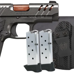 Kimber Mfg, Inc 3300254 Micro 9 Bundle 7+1 3.15" Rose Copper TiN Match Grade Barrel, KimPro II Gray Lightening Cut/Serrated Stainless Steel Slide, Kimpro II Gray Aluminum Frame, Black G10 Grip