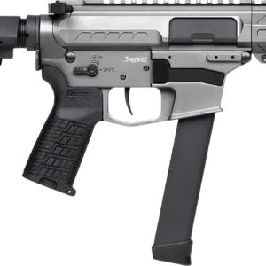 CMMG 99A290FTNG Banshee FE MkGs 9mm Luger 33+1 5" Black Nitride Threaded Barrel, M-LOK Handguard, Tungsten Cerakote Aluminum Receiver w/Picatinny Rail, Black Polymer CMMG RipBrace, CMMG Zeroed Grip