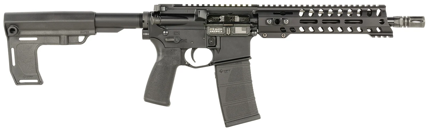 Patriot Ordnance Factory 2172 P15 Constable 5.56 NATO 30+1 10.50" M-LOK Handguard, Black Anodized Aluminum Receiver w/Picatinny Rail, Black Polymer MFT Blade Stabilizer, MFT Grip