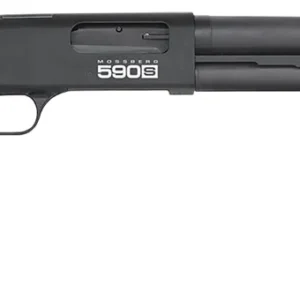 Mossberg 51609 590S  12 Gauge Pump 3" 10+1 18.50" Matte Blued Heavy Walled Barrel, Drilled & Tapped Black Receiver, Fixed Black Synthetic Stock