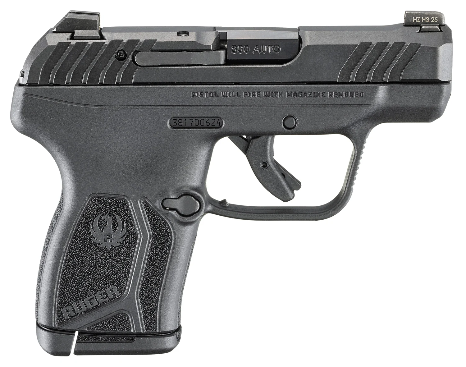 Ruger 13765 LCP Max Compact Frame 380 ACP 10+1 2.80" Black Oxide Alloy Steel Barrel, Black Nitride Alloy Steel Serrated Slide, Black Polymer Frame, Textured Grip, No Manual Safety