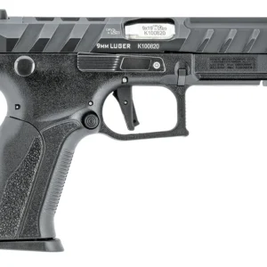 Grand Power 8588005808668 Q100 Mk23 9mm Luger 15+1 4.25" Stainless Rotating Barrel, Black Steel Optic Ready/Serrated Slide, Black Steel Frame w/Accessory Rail & Beavertail, Textured Grip