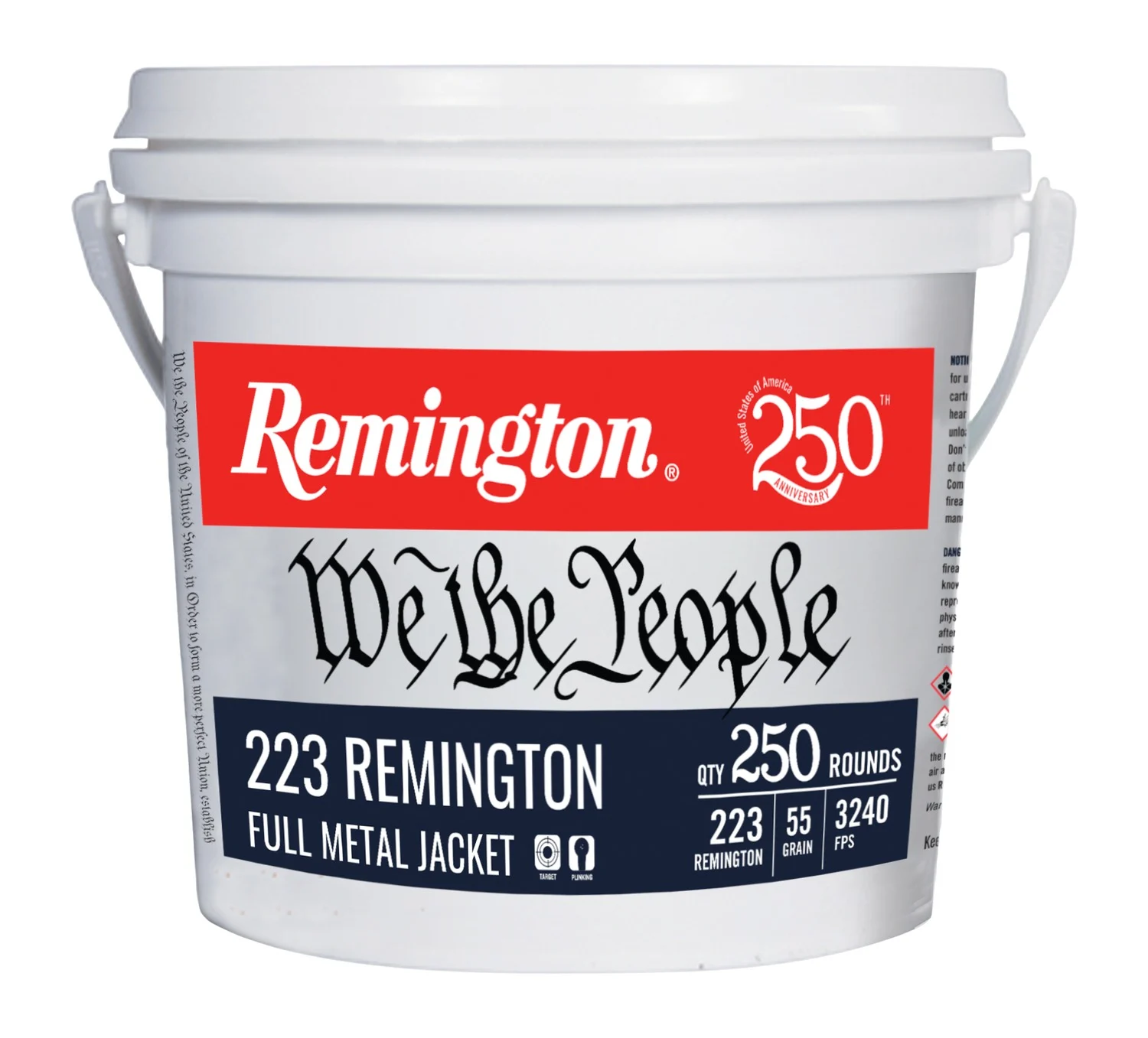 Remington Ammunition 21388 223Rem 55gr Full Metal Jacket 250 Per Box/4 Case
