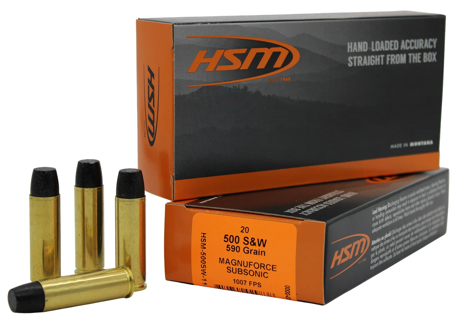 HSM 500SW11N 500S&WMag Subsonic 590gr Hard Cast Long Flat Nose 20 Per Box/25 Case