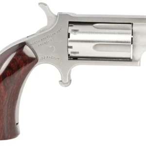 North American Arms 22MSGBG Mini-Revolver Sports South Exclusive 22 WMR 5 Shot 1.13" Stainless Steel Barrel, Frame & Cylinder, Wood Boot Grip, Exposed Hammer