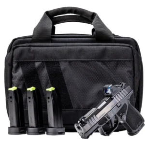 Rost Martin RM1SBLKOSP(COMP)SPL RM1S Comp Bundle 9mm Luger 12+1 15rd 3.60" Compensated Barrel, Black Nitron Steel Integrated Compensator/Serrated w/Optic Slide, Black Polymer Frame w/Picatinny Rail, T