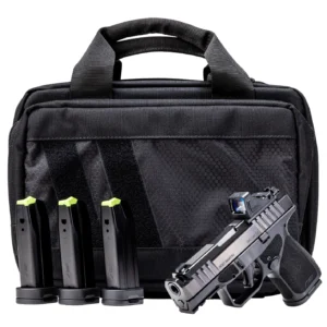 Rost Martin RM1SBLKOSP10CA(COMP)-P RM1S Comp Bundle *CA Compliant 9mm Luger 10+1 3.60" Compensated Barrel, Black Nitron Steel Integrated Compensator/Serrated w/Optic Slide, Black Polymer Frame w/Picat