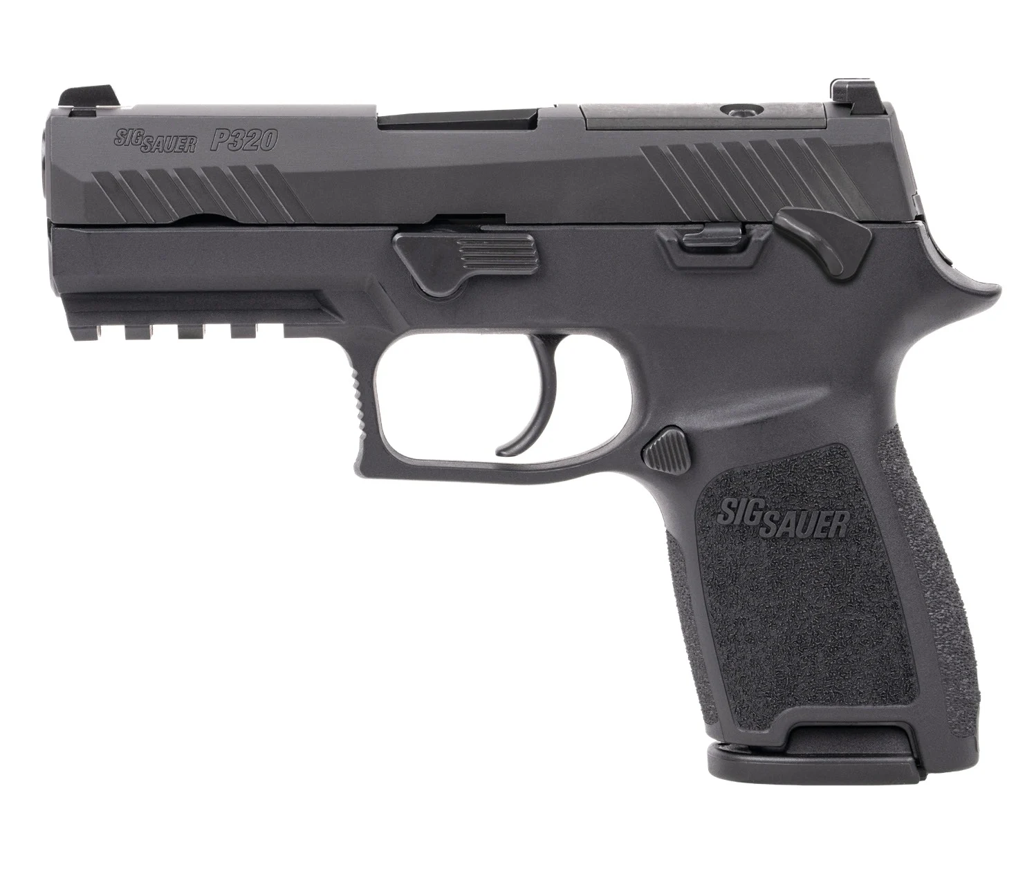 Sig Sauer 320C9BSSPMSMA P320 *MA Compliant Compact 9mm Luger 10+1 3.90" Black DLC Barrel, Black Nitron Stainless Steel Optic Ready/Serrated Slide, Black Stainless Steel Frame w/Picatinny Rail, Texture