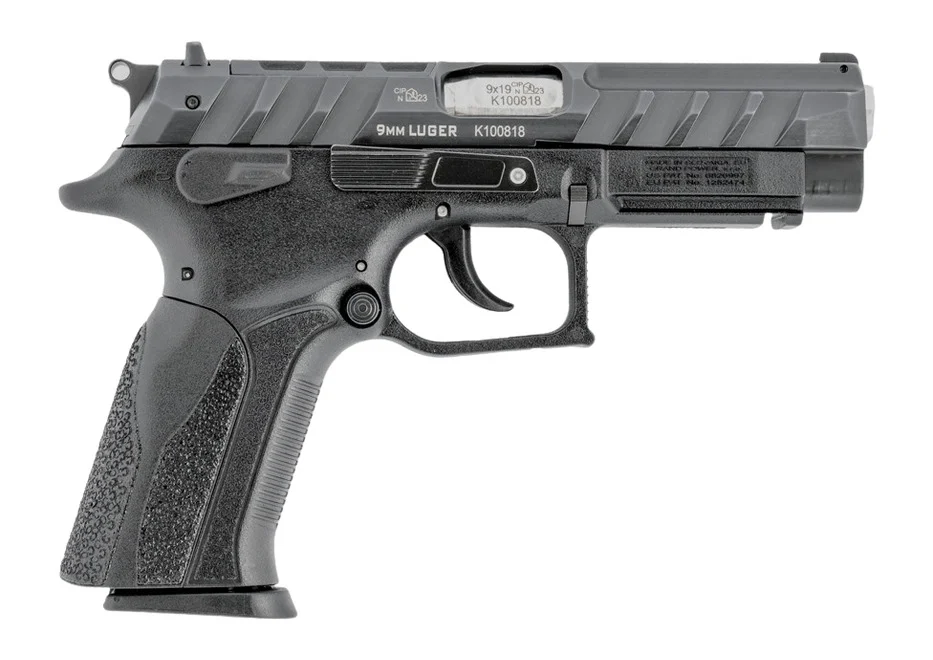 Grand Power 8588005808644 K100 Mk23 9mm Luger 15+1 4.25" Stainless Rotating Barrel, Black Optic Ready/Serrated Slide, Black Frame w/Accessory Rail, Textured Grip