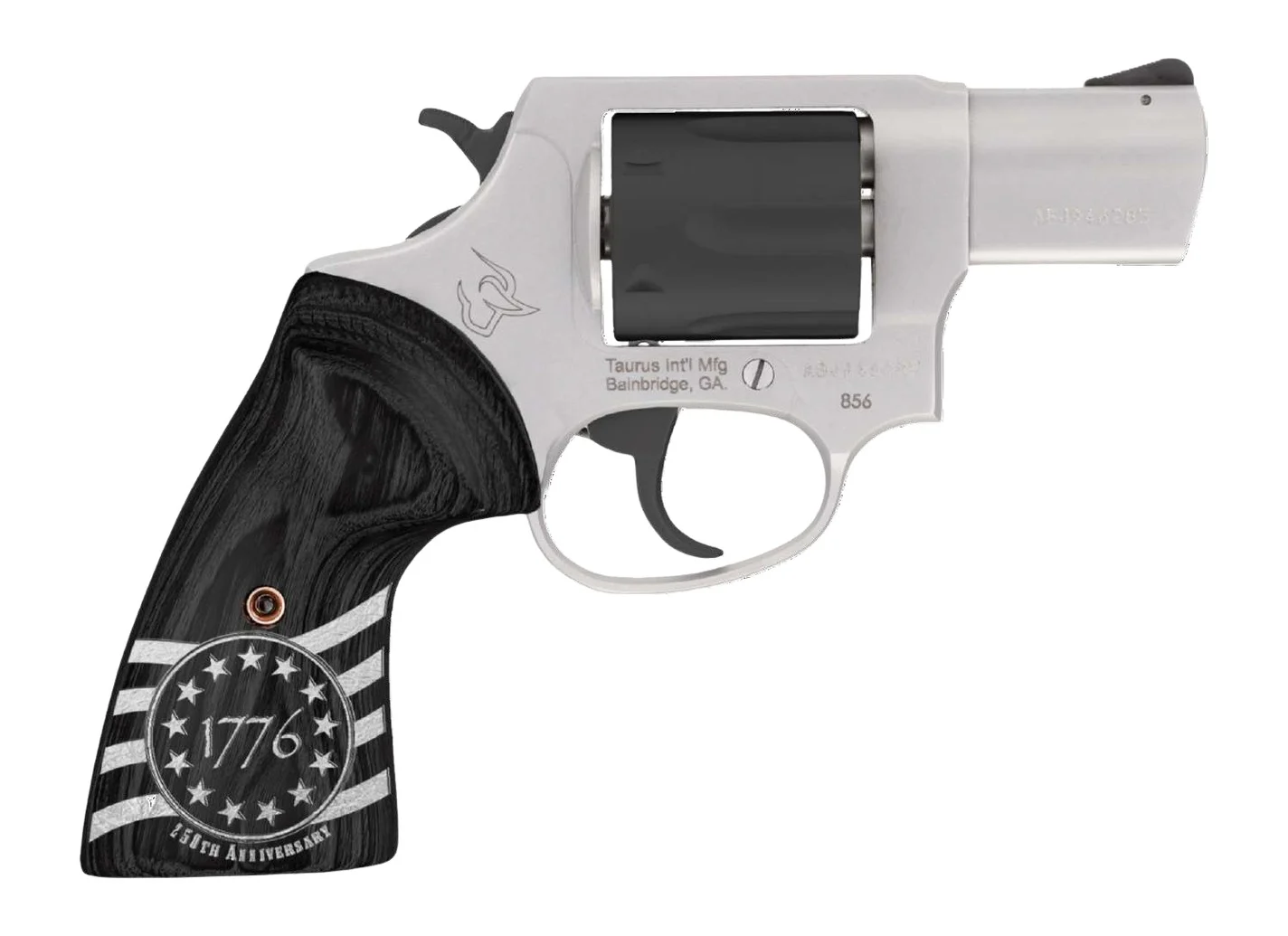 Taurus 2-85625-US3 856 1776 Small 38 Special +P 6 Shot 2" Stainless Steel Barrel, Black Stainless Steel Cylinder, Stainless Steel Frame, Custom Altamont Grip, Transfer Bar Safety
