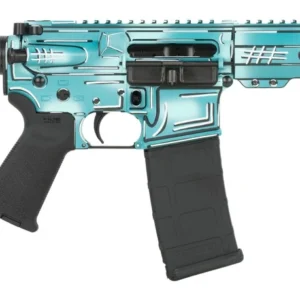 Shark Coast Tactical SCC06230ABLUE-P Anime-15 Blue 5.56 NATO 30+1 10.50" Black Nitride Threaded Barrel, Aluminum Receiver w/Picatinny Rail, M-LOK Handguard, Polymer SB Tactical SBA3 Brace, Polymer Gri
