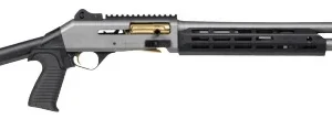Panzer Arms PAM4CSGGTMFSS M4 Speed Pro 12 Gauge Semi-Auto 3" 5+1 18.50" Gray Ported Barrel, Gray w/Gold Titanium Accents Aluminum Receiver w/Picatinny Rail, M-LOK Handguard, Skeleton Stock, Black Poly