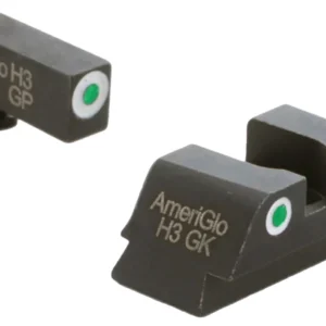 AmeriGlo GL430 Classic Tritium Sight Set for Glock  Green Tritium White Outline Front Sight-Green Tritium White Outline Rear Sight