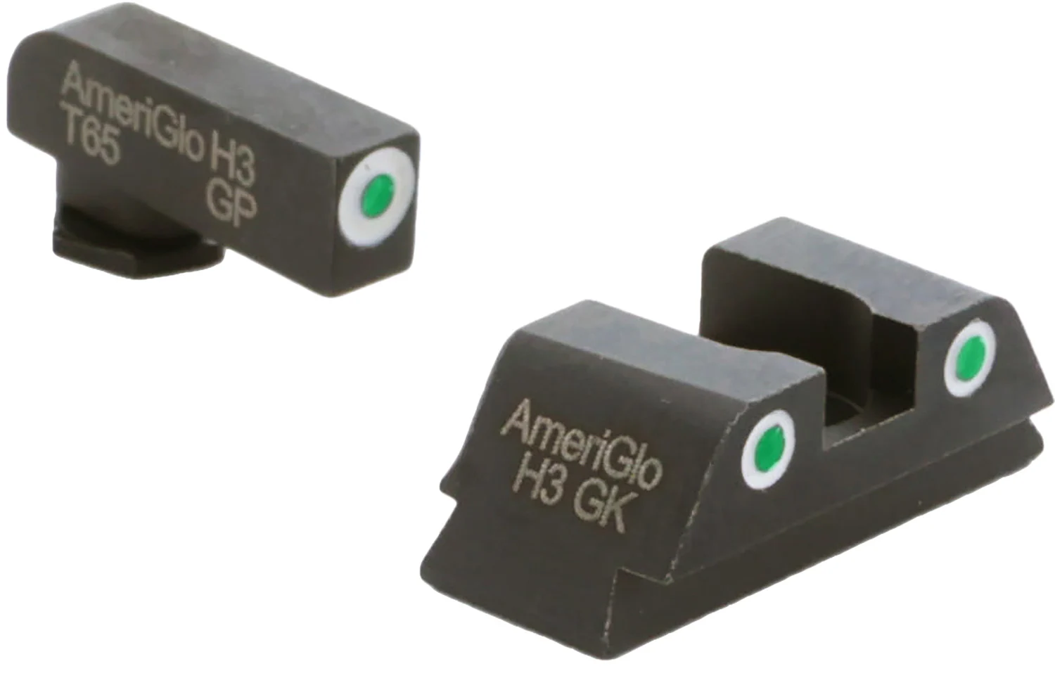 AmeriGlo GL430 Classic Tritium Sight Set for Glock Green Tritium White Outline Front Sight-Green Tritium White Outline Rear Sight
