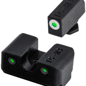 TruGlo TG231G1W Tritium Pro Low, White Outline Tritium Front/Green Tritium Rear/Black Nitride Fortress Frame, Compatible w/Most Glock Except MOS, Front Post/Rear Dovetail Mount