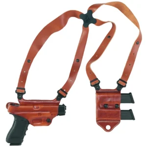 Galco MCII224 Miami Classic II Shoulder System Size Fits Chest Up To 56" Tan Leather Compatible w/Glock 17 Gen1-5/19 Gen1-5/22 Gen2-5  Right Hand