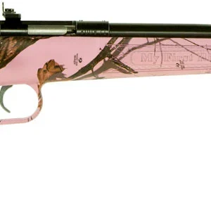 Crickett KSA2161 Youth  22 LR 1rd 16.12" Blued Single Shot Barrel, Blued Stainless Steel Receiver, Mossy Oak Pink Blaze Fixed Synthetic Stock, Right Hand
