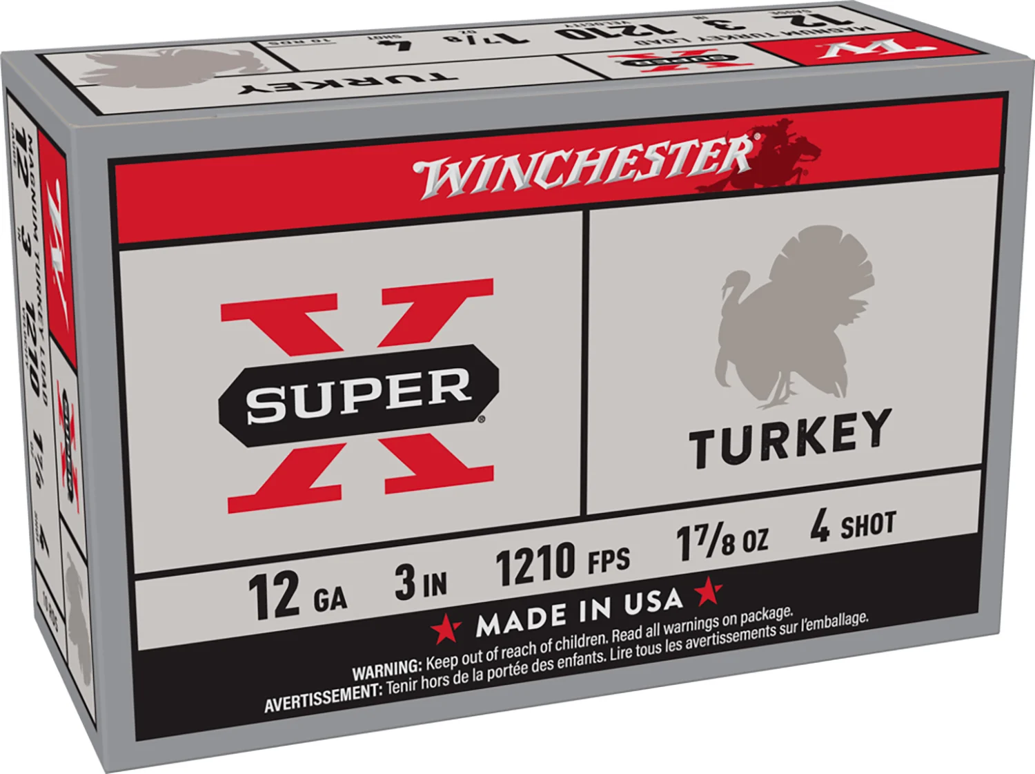 Winchester Ammo X123MT4 Super X Magnum Turkey 12Gauge 3" 1 7/8oz Copper Plated 4Shot 10 Per Box/10 Case