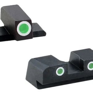 AmeriGlo XD191 Classic Tritium Sight Set for Springfield Armory XD  Green Tritium White Outline Front Sight-Green Tritium White Outline Rear Sight