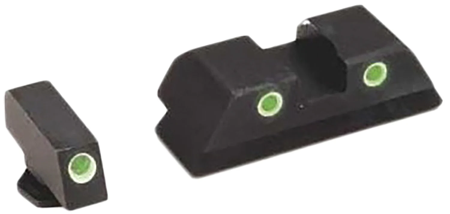 AmeriGlo GL119 Classic Tritium Sight Set for Glock Green Tritium White Outline Front Sight-Green Tritium White Outline Rear Sight