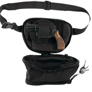 Bulldog BD850 Fanny Pack Small Handgun Holster Black Water-Resistant Nylon, Fits Up To 50" Waist, Ambidextrous