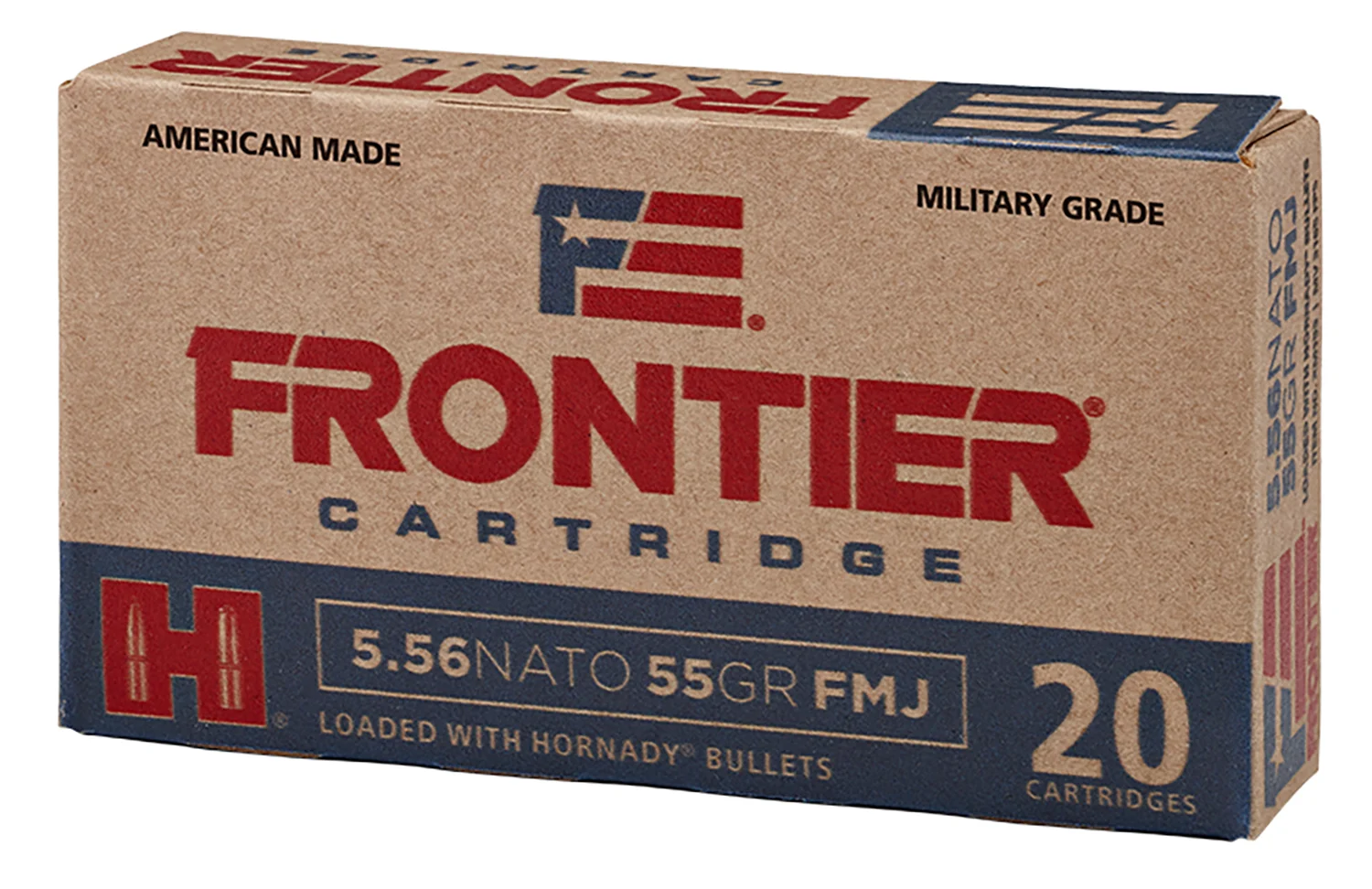 Frontier Cartridge FR260 Military Grade Centerfire Rifle 5.56x45mmNATO 62gr Full Metal Jacket 20 Per Box/25 Case