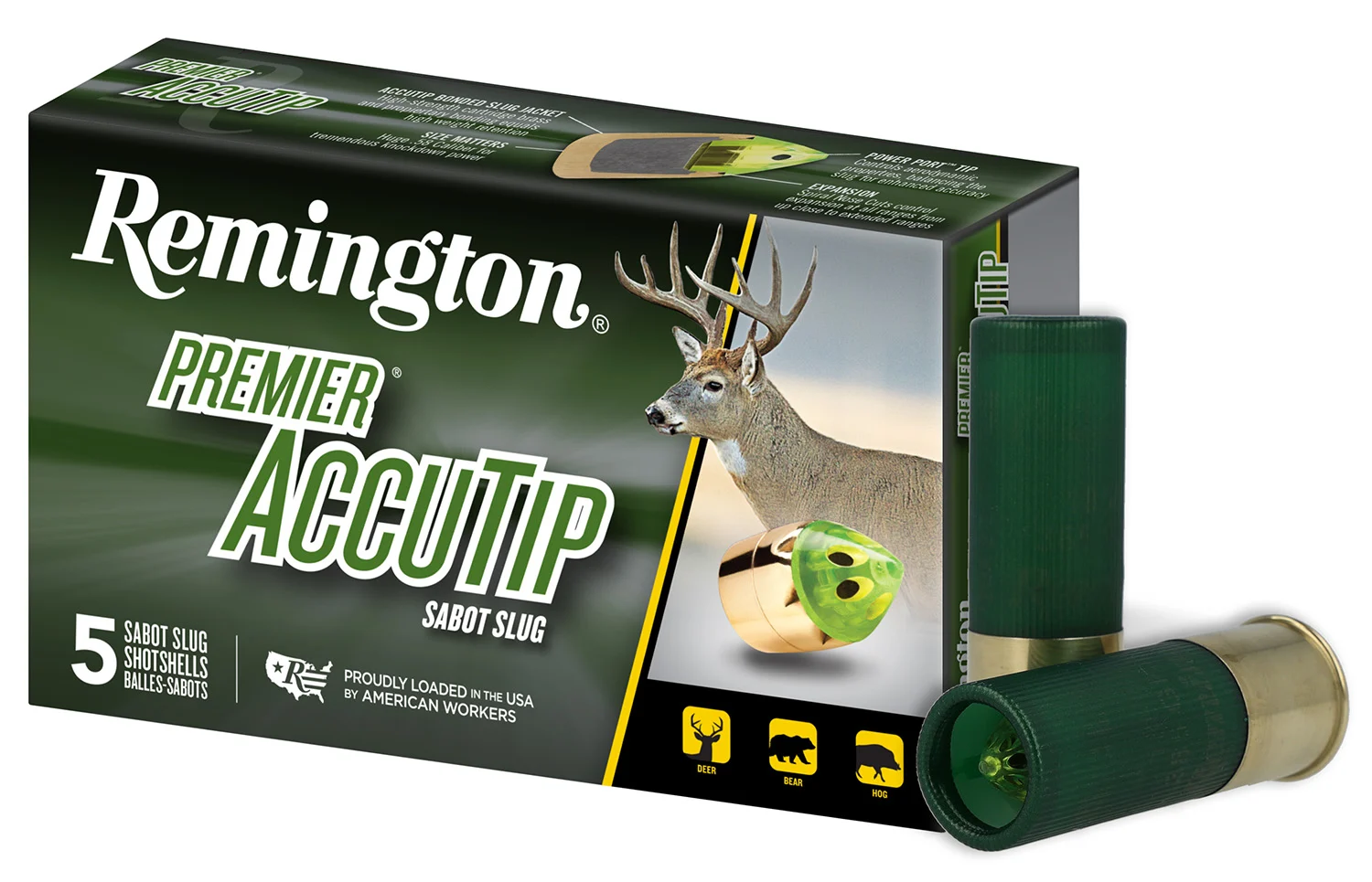 Remington Ammunition 20727 Premier AccuTip 12 Gauge 2.75" Sabot Slug Shot 5 Per Box/ 20 Cs