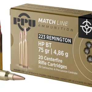 PPU PPM2232 Match  223Rem 75gr Hollow Point Boat Tail 20 Per Box/50 Case