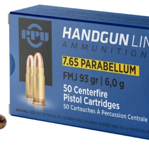 PPU PPH765P Handgun  7.65x21mmParabellum 93gr Full Metal Jacket 50 Per Box/20 Case